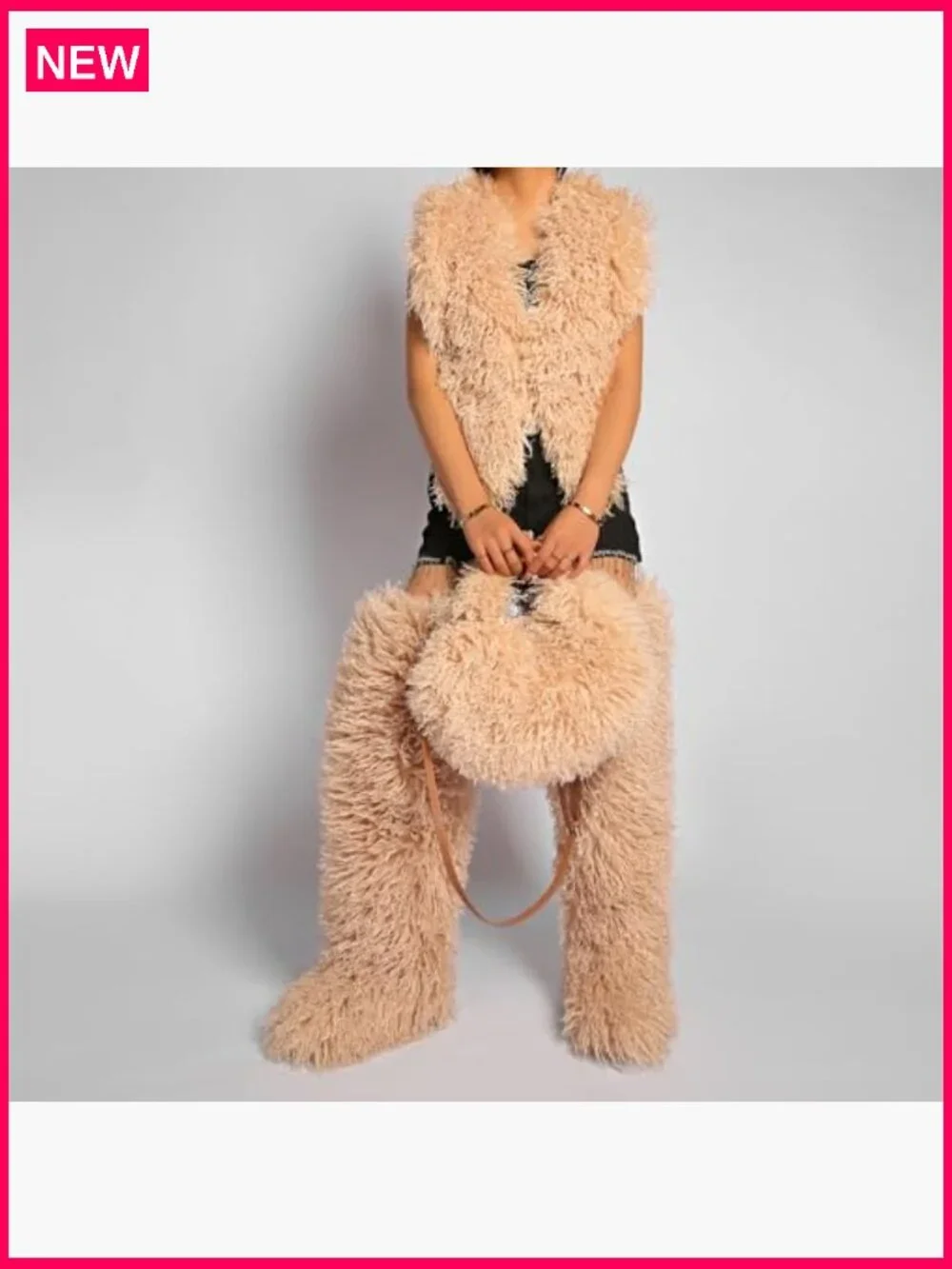 Faux Fur Crossbody Hobo Bag Fluffy Shaggy Shoulder Purse Women